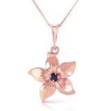 14K Solid Rose Gold Flower Necklace with Natural Sapphire