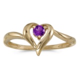 Certified 10k Yellow Gold Round Amethyst Heart Ring 0.08 CTW