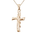 Certified 14K Yellow Gold Modern Cross Pendant