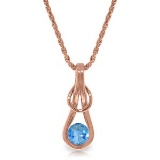 14K Solid Rose Gold Necklace with Natural Blue Topaz