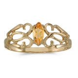 Certified 10k Yellow Gold Marquise Citrine Filagree Ring