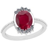 2.64 Ctw VS/SI1 Ruby And Diamond Platinum Vintage Style Ring