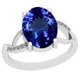 4.20 Ctw VS/SI1 Tanzanite And Diamond Platinum Vintage Style Ring