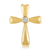 Certified 14K Yellow Gold Diamond Cross Pendant