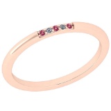 0.05 Ctw SI2/I1 Pink Tourmaline And Diamond 14K Rose Gold Band Ring