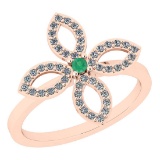 0.38 Ctw I2/I3 Emerald And Diamond 14K Rose Gold Ring