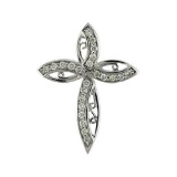 Certified 14K White Gold Diamond Cross Pendant