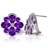 4.85 Carat 14K Solid White Gold Written In Stone Amethyst Earrings