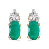 Certified 14k Yellow Gold Oval Emerald Earrings