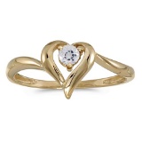 Certified 10k Yellow Gold Round White Topaz Heart Ring