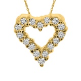 Certified 14K Yellow Gold Diamond Heart Pendant 0.25 CTW