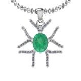 1.66 Ctw VS/SI1 Emerald And Diamond 14K White Gold