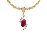 3.05 Ctw Ruby And Diamond SI2/I1 14K Yellow Gold Pendant