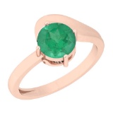1.00 Ctw Emerald 14K Rose Gold Solitaire Ring