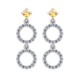 1.04 Ctw VS/SI1 Citrine And Diamond 10K White Gold Dangling Earrings