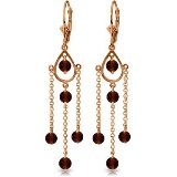 14K Solid Rose Gold Chandelier Earrings with Natural Garnets