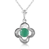 0.55 Carat 14K Solid White Gold Essential Spirit Emerald Necklace