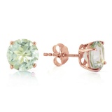 3.1 Carat 14K Solid Rose Gold Stud Earrings Natural Green Amethyst