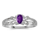 Certified 14k White Gold Oval Amethyst Ring