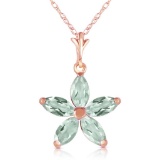 14K Solid Rose Gold Necklace with Natural Green Amethysts