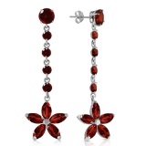 4.8 CTW 14K Solid White Gold Reaching Across Garnet Earrings