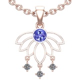 0.60 Ctw VS/SI1 Tanzanite And Diamond 14K Rose Gold Pendant