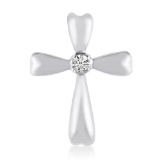 Certified 14K White Gold Diamond Cross Pendant