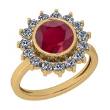 2.87 Ctw VS/SI1 Ruby And Diamond 14K Yellow Gold Vintage Style Ring