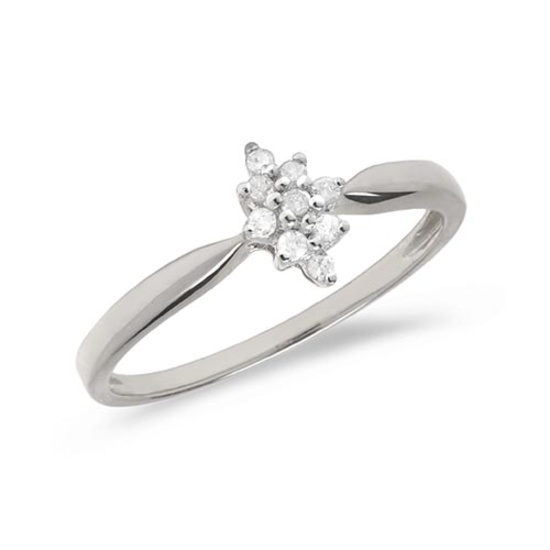 Certified 14K White Gold Diamond Cluster Ring