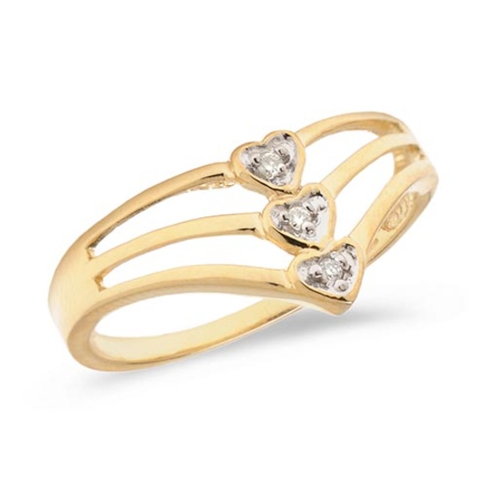 Certified 14K Yellow Gold Diamond Heart Ring