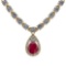 14.44 Ctw SI2/I1 Ruby And Diamond 14K Yellow Gold Necklace
