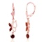14K Solid Rose Gold Butterfly Earrings with Garnets