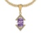 Certified 9.63 Ctw I2/I3 Amethyst And Diamond 14K Yellow Gold Pendant