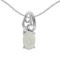Certified 14k White Gold Oval Opal And Diamond Pendant 0.2 CTW