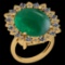 21.05 Ctw SI2/I1 Emerald And Diamond 14k Yellow Gold Victorian Style Ring