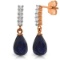 14K Solid Rose Gold Earrings withNatural Diamonds & Sapphires