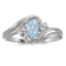 Certified 10k White Gold Oval Aquamarine And Diamond Ring