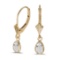 Certified 14k Yellow Gold Pear White Topaz Bezel Lever-back Earrings