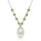 5 CTW 14K Solid White Gold Necklace Natural Peridot pearl