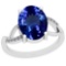 4.20 Ctw VS/SI1 Tanzanite And Diamond Platinum Vintage Style Ring