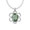 Certified 12.40 Ctw Green Amethyst And Diamond I1/I2 10K White Gold Pendant
