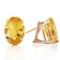 13 Carat 14K Solid Gold French Clips Earrings Natural Citrine