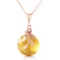 14K Solid Rose Gold Necklace withCheckerboard Cut Citrine & Diamond