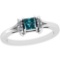 0.60 Ctw I2/I3 Treated Fancy Blue And White Diamond Platinum Ring