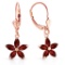14K Solid Rose Gold Leverback Earrings with Natural Garnet