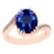 4.06 Ctw VS/SI1 Tanzanite And Diamond 14K Rose Gold Victorian Style Ring
