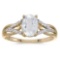 Certified 14k Yellow Gold Oval White Topaz And Diamond Ring