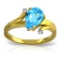 1.51 Carat 14K Solid Gold Take My Hand Blue Topaz Diamond Ring
