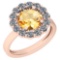 2.96 Ctw Citrine And Diamond I2/I3 10K Rose Gold Vintage Style Ring