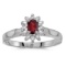 Certified 14k White Gold Oval Garnet And Diamond Ring 0.31 CTW